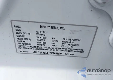 2023 Tesla Model Y Awd/Long Range Dual Motor All-Wheel Drive из США, поврежденный, VIN 7SAYGDEE5PA063097